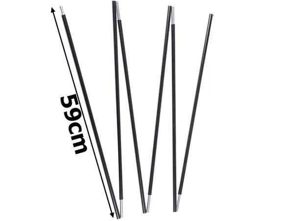 Tältstöd glasfiber/metall 340 cm, 8 mm, 6 segment, 2-pack svart