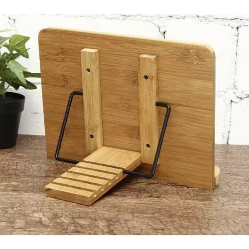Bokställ i bambu justerbart för böcker/surfplatta/laptop 28 cm