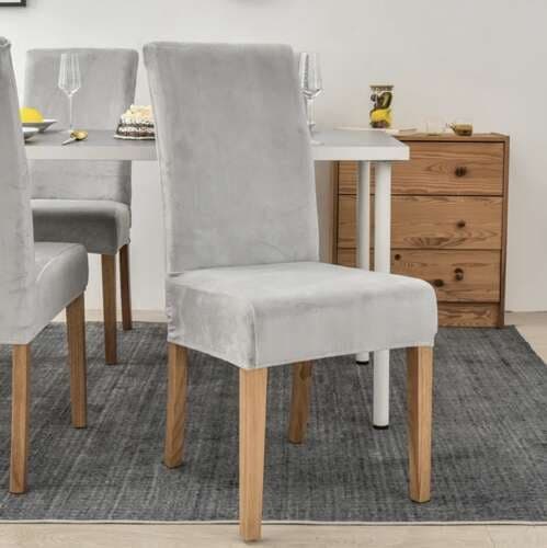 Stolöverdrag velourpolyester grå universell passform ryggstöd 65 cm