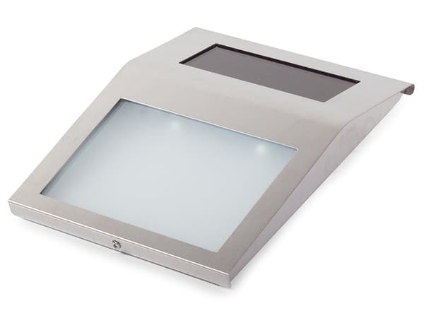 Solcellsdriven husnummerskylt rostfritt stål 18x20 cm LED