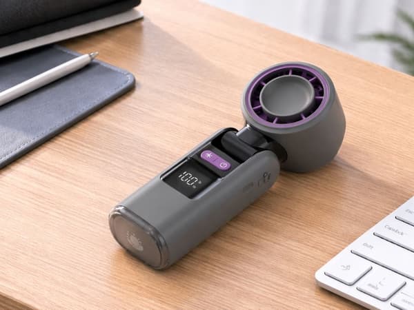Bærbar USB-ventilator 199 hastigheder med display/lommelygte sort