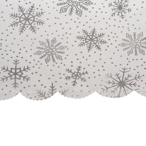 Julduk 140x260 cm vit/silver snöflingor polyester tvättbar
