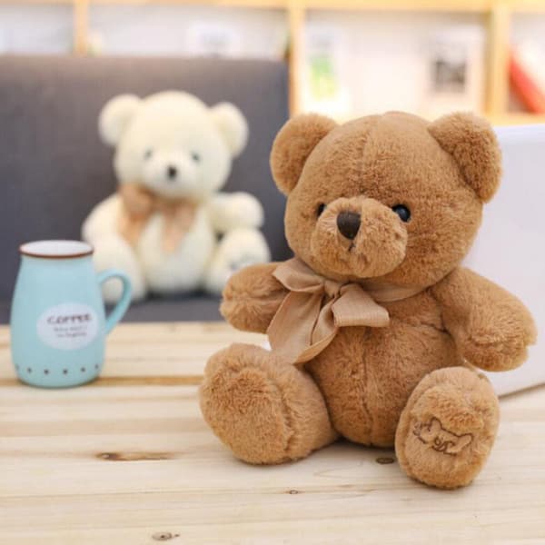 Bamse 40 cm brun med beige sløjfe