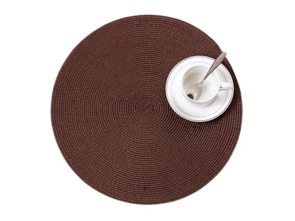 Rund bordstablett i plast flätad brun 38 cm 1-pack