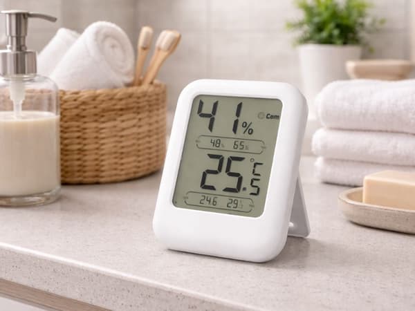 Digital termometer/hygrometer med LCD-display 6x8 cm vit