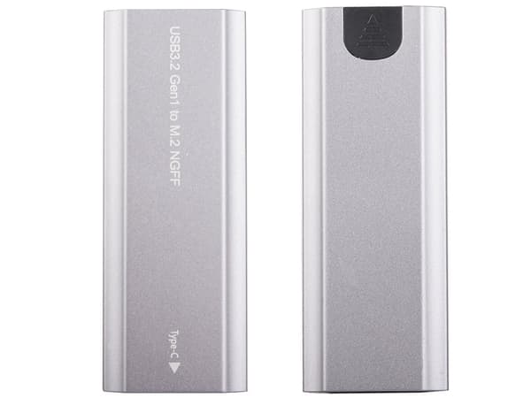 M.2 SATA NGFF SSD-adapterbox USB 3.1/USB-C 2230-2280 silver