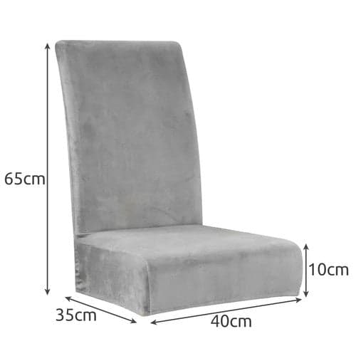 Stoleovertræk velourpolyester grå universel pasform ryglæn 65 cm