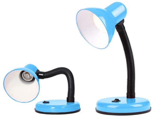 Skrivebordslampe E27 blå med justerbar arm 40 W