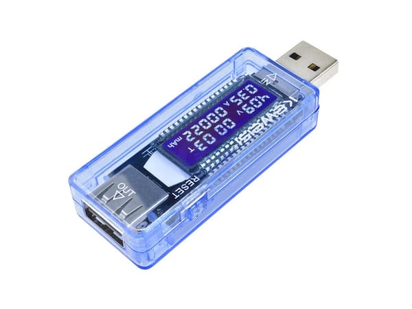 USB-voltmeter/amperemeter USB 3.0 med LCD-display blå