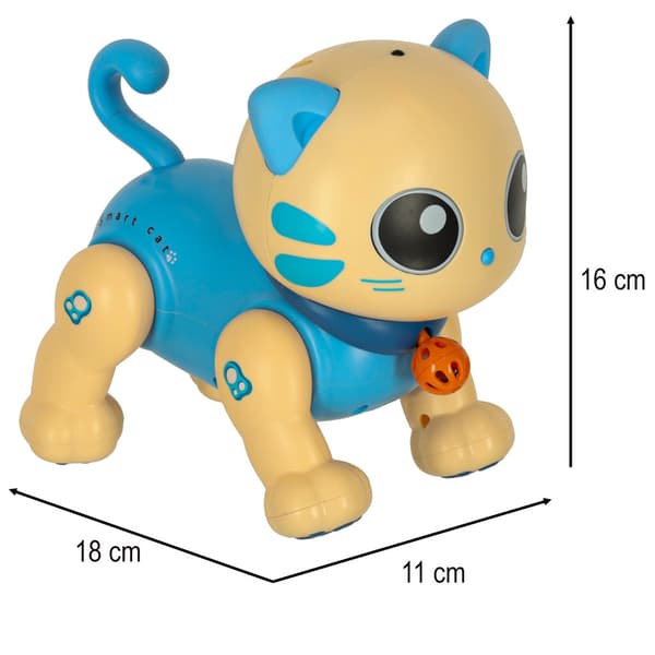 Fjernstyret robotkat RC med tricks 18 cm blå, 3+