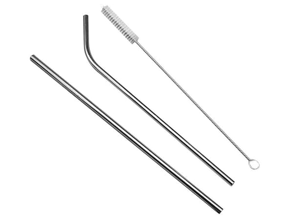 Metalsugerør rustfrit stål 8-pack (4 lige/4 bøjede) + 2 børster