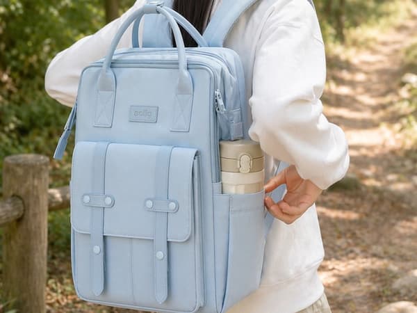 Rygsæk polyester blå 28 x 41 x 21 cm med flere rum lynlås