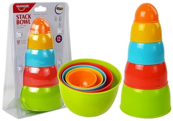 Stablekopper pyramide för barn 12+ mån, färgglada 8-pack