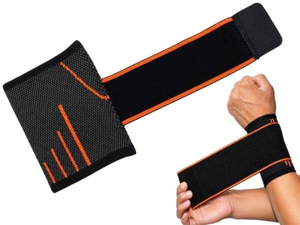 Håndledsstøtte kompression med velcro polyester/bomuld grå/orange