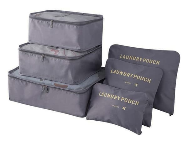 Reseorganisatörer packpåsar grå 6-pack med mesh