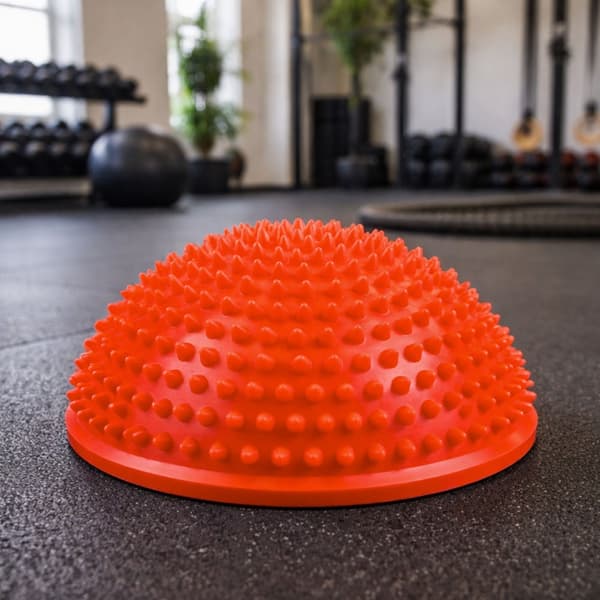 Sensorisk balanshalvboll 16 cm med massageknoppar orange
