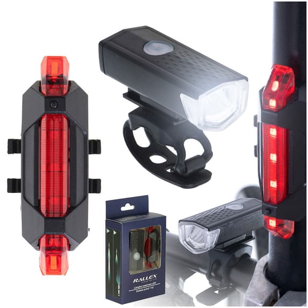 LED cykellampset fram/bak uppladdningsbart USB universalfäste