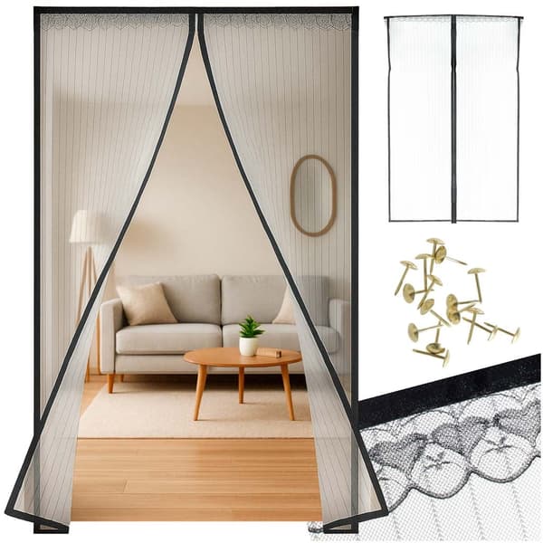 Magnetisk insektnet til dør 110x220 cm sort polyester med stifter
