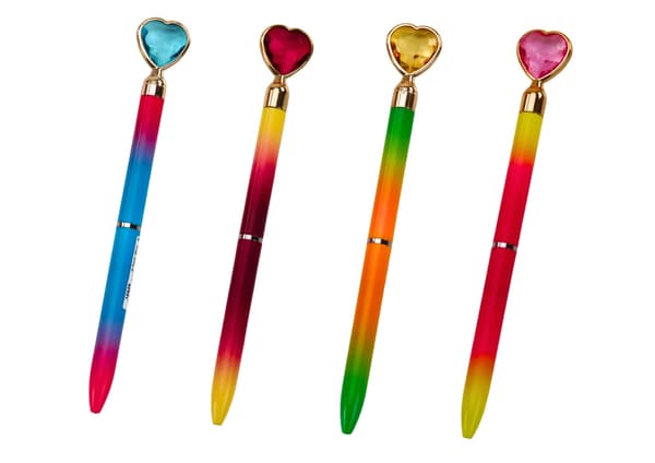 Kuglepen med hjerteformet diamant, 48-pack, mixede farver