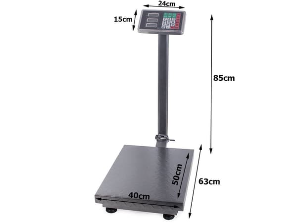 Platformvægt 300 kg rustfri vægtplade 40x50 cm LCD-display