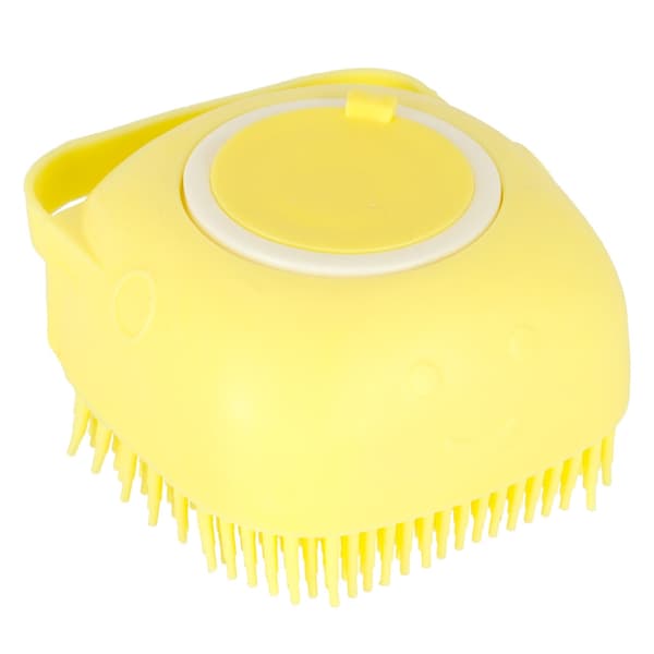 Silikonebørste med shampoo-dispenser til hund og kat, ergonomisk greb