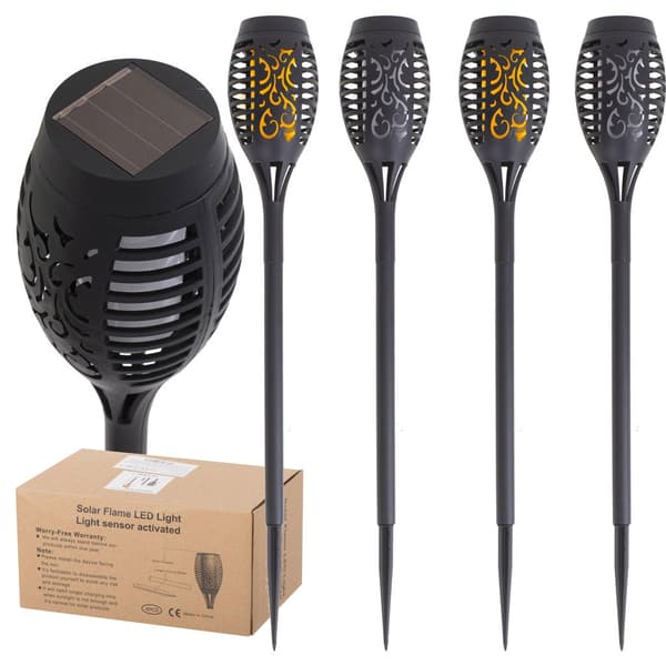 Solcellefakler til have 4-pak 12 LED 51,5 cm
