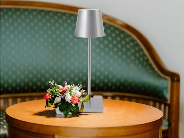 Bordlampe LED touch dæmpbar 3 lysindstillinger sølv 38 cm USB-C