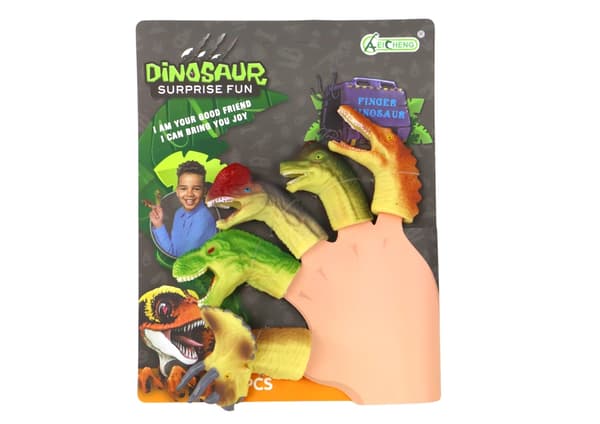 Gummifingerdinosaurier fingerdockor 5-pack, CE/EN71, 3+ år