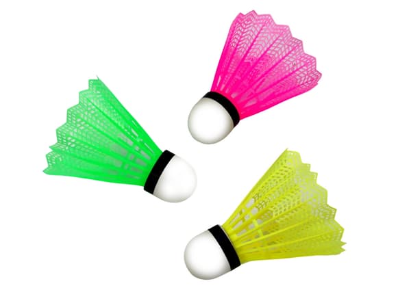 Badmintonfjer 3-pack pink/grøn/gul CE EN71