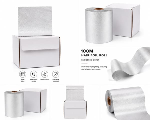Hårfolie embossing silver 100 m x 12,8 cm til farvning og striber