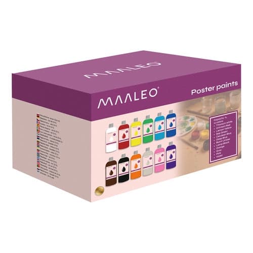 Vandbaserede malefarver 12-pak 1000 ml/flaske mat, vaskbare
