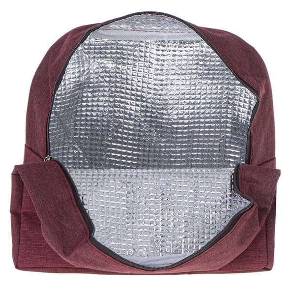Isolerad lunchväska röd polyester med aluminiumfoder 24x19x12,5 cm