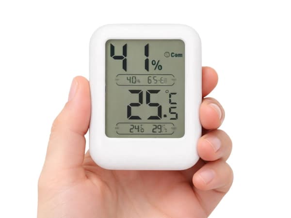 Digital termometer/hygrometer med LCD-display 6x8 cm hvid