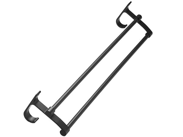 Dobbelt håndklædeholder vægmonteret sort 2 arme 24 cm