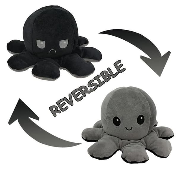 Dobbeltsidet vendbar blæksprutte plyslegetøj, Reversible Octopus