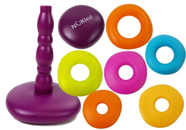 Stablelegetøj ringpyramide 7 ringe blød plast 18+ mdr 25 cm