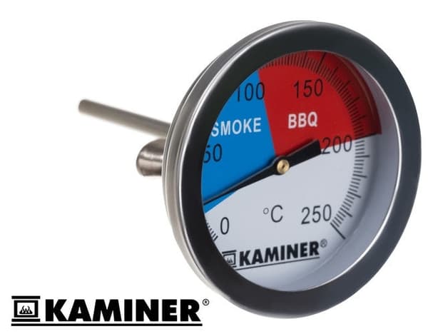 Grill- og røgtermometer analog i rustfrit stål 0–250°C