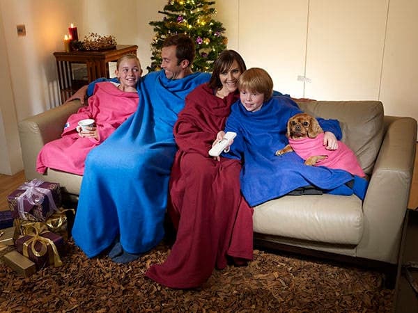 Fleece-tæppe med ærmer 138x180 cm sort one-size