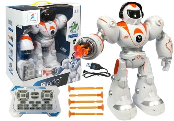 Fjernstyret robotlegetøj med lyd/LED og USB-opladning, 5 kugler