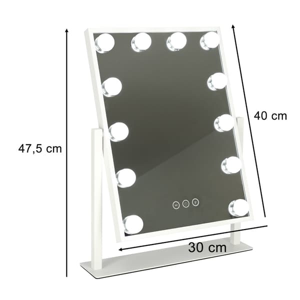 LED-meikkipeili 12 LED himmennettävä 3 valaistustilaa USB 30x40 cm