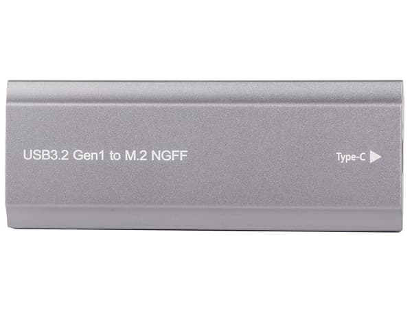 M.2 SATA NGFF SSD-adapterbox USB 3.1/USB-C 2230-2280 sølv