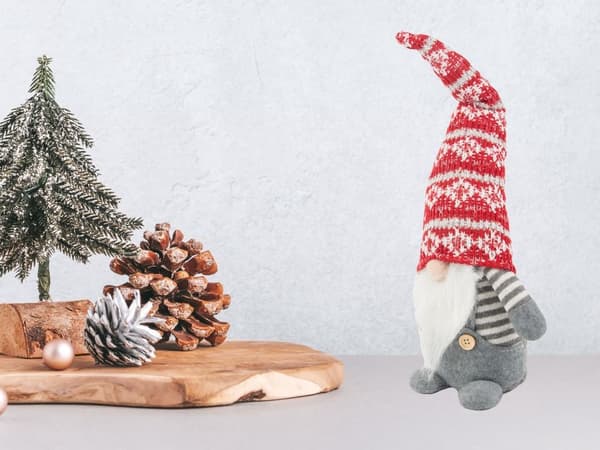 Juledekoration nisse grå 38 cm med formbar hue