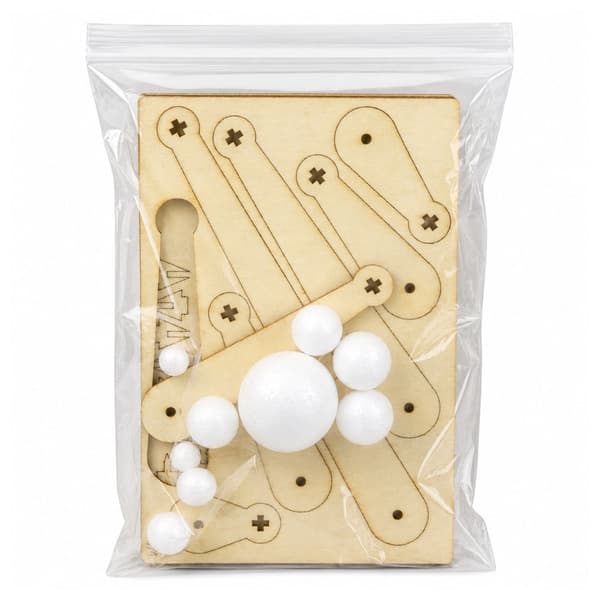 DIY-kit solsystemmodel i træ – byggesæt til børn, 23 x 15,5 x 5 cm