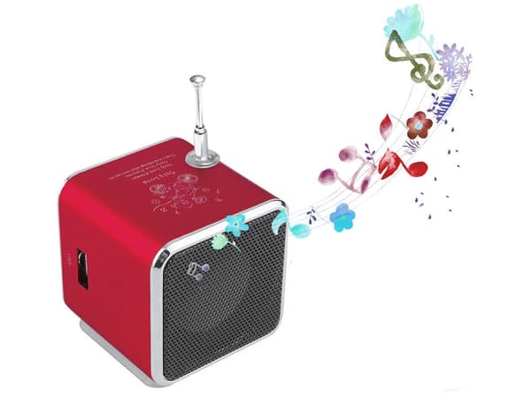 Langaton kaiutin FM-radiolla Bluetooth 5.0 LED 3 W punainen