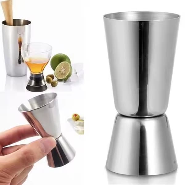 Drinkmått dubbelt mätglas 30/60 ml i stål silver