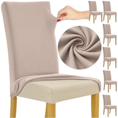 Stolsöverdrag 6-pack elastiska beige 65x40x35 cm universella