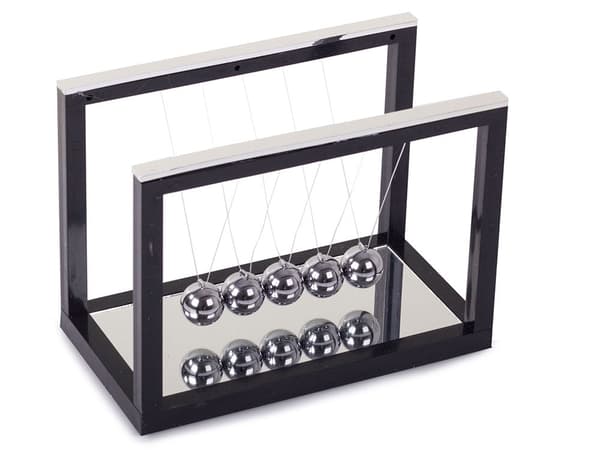 Newtons pendul 5 kugler med spejlbase 15 cm