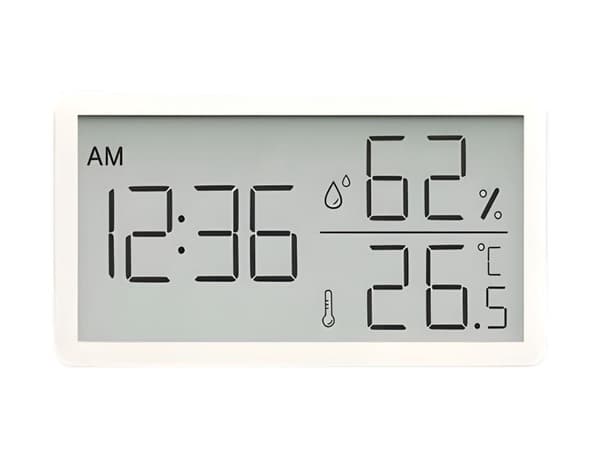 Digital termometer hygrometer med klocka LCD vit 10,5x6 cm