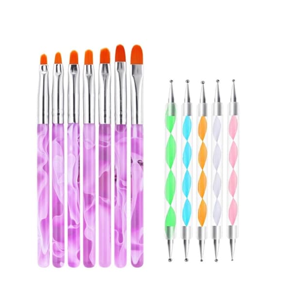 Negleværktøj - 7 Pensler & 5 Dotting Tools til Perfekt