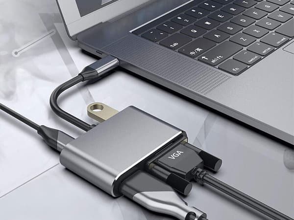 USB-C hub til HDMI/VGA 4K, USB 3.0, USB-C PD 87W